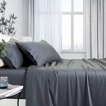 Single Bamboo Cotton Sheet Set in Charcoal