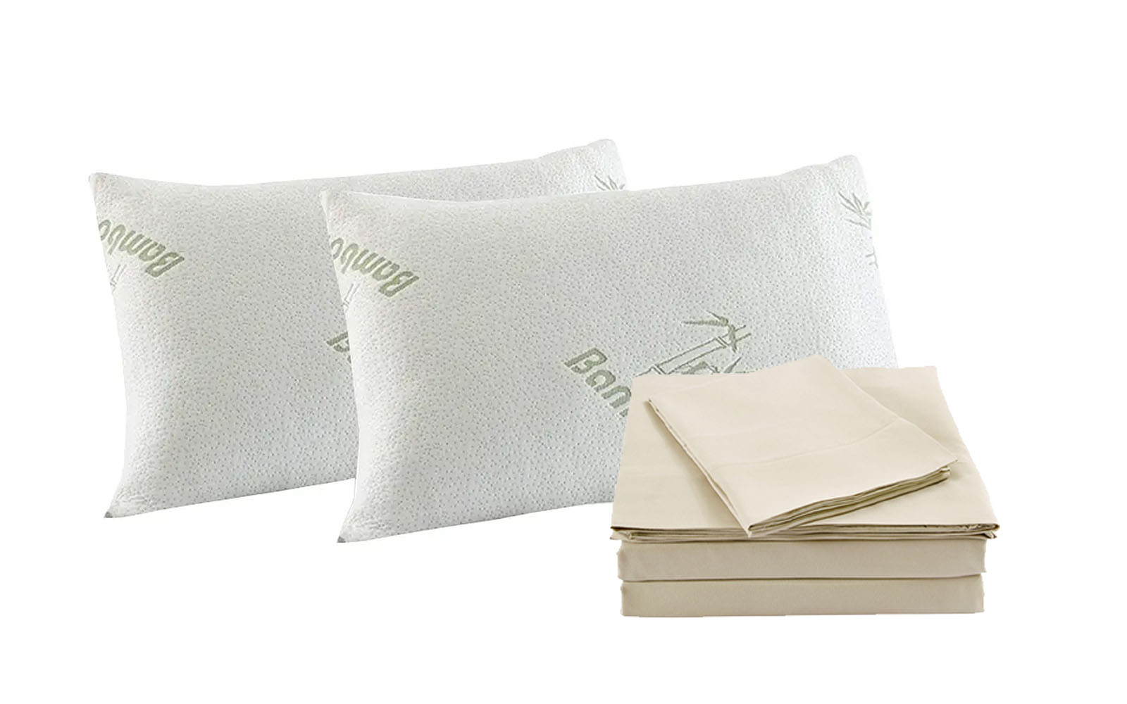 Bamboo Blend 1000TC Sheet Set with 2 Ultra Soft Bamboo Pillows – King – Ivory