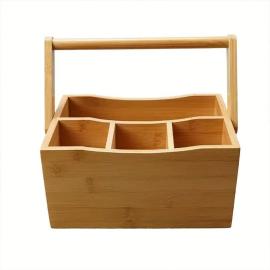 Portable Bamboo Storage Box Fruit Basket Organizer