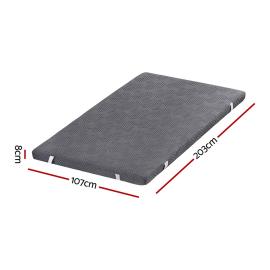 King Single 8cm Memory Foam Mattress Topper with Dual Layer Foam and Bamboo Cover