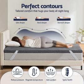 King Single 8cm Memory Foam Mattress Topper with Dual Layer Foam and Bamboo Cover
