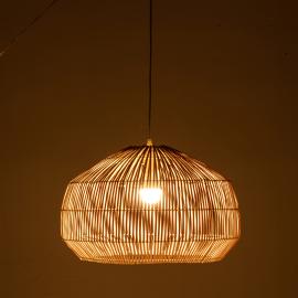 Natural Hand-Woven Bamboo Cage Pendant Lamp Light