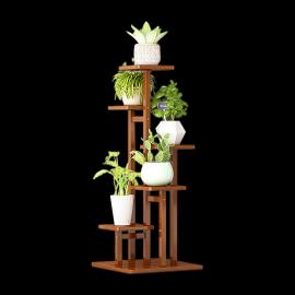 5 Tiers Vertical Bamboo Plant Stand Staged Flower Shelf Rack Outdoor Garden