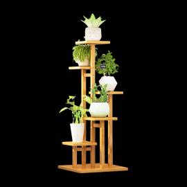 5 Tiers Vertical Bamboo Plant Stand Staged Flower Shelf Rack for Outdoor Garden