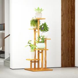 5 Tiers Vertical Bamboo Plant Stand Staged Flower Shelf Rack for Outdoor Garden