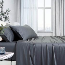 Double Bamboo Cotton Sheet Set in Charcoal
